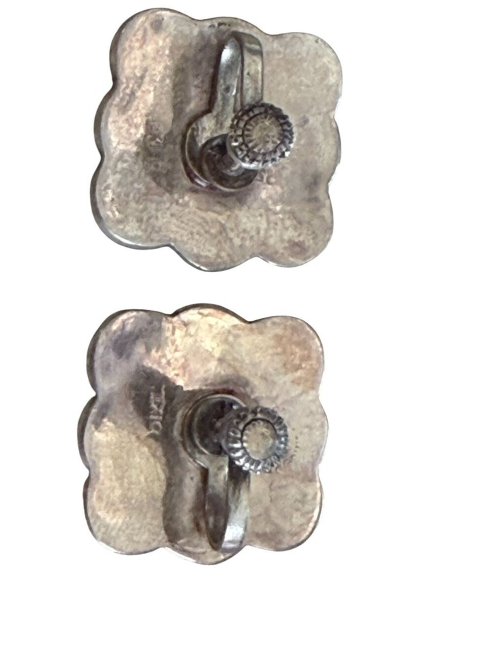 Vintage MEXICO Sterling Silver Abalone Shell Inlay Flower Screw Back Earrings - Picture 2 of 9